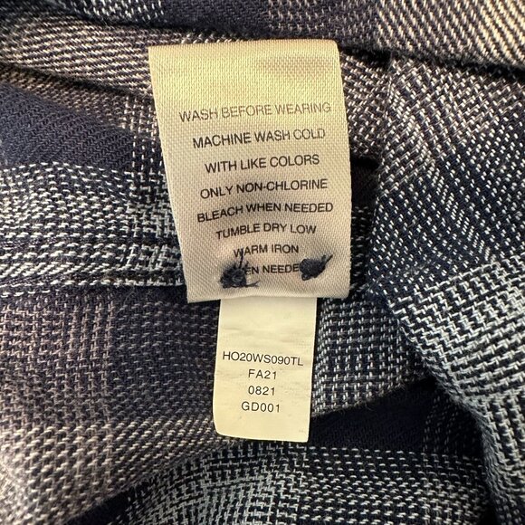 Flag & Anthem Mens Plaid Button-Down Shirt M Tall Navy/Gray - Picture 9 of 9